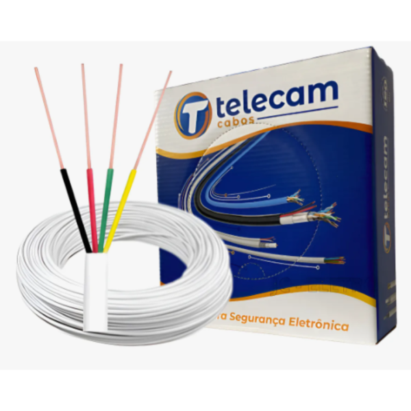 Cabo de Alarme Multicores 4 Vias 0,50mm 100 m Telecam