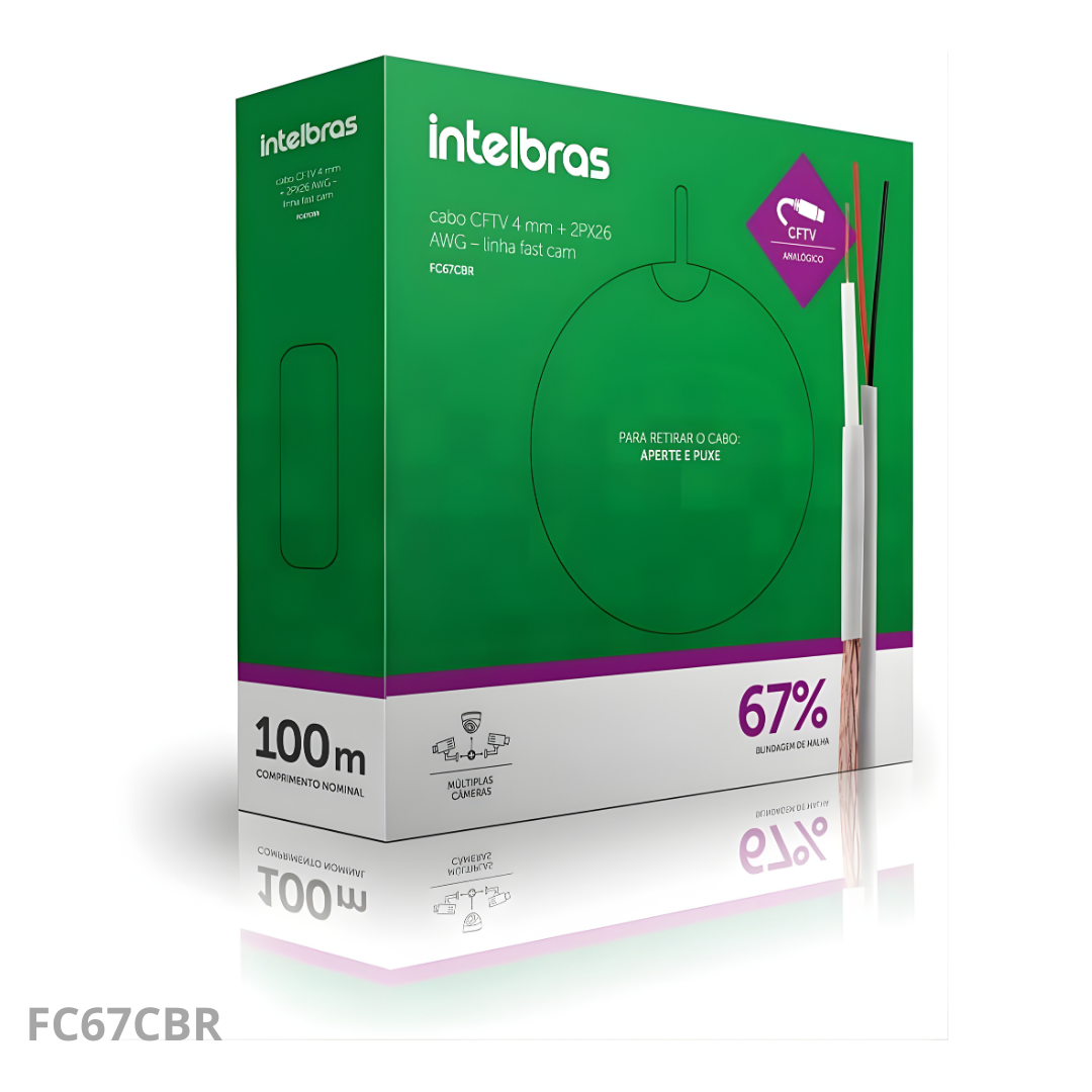 CABO FC67CBR - Cabo CFTV 4mm + 2PX26 AWG 67% Malha 100mts Fast Cam FC67CBR Intelbras - Imagem 1